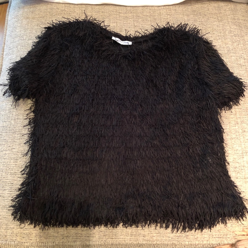 Zara Black Fringe Blouse